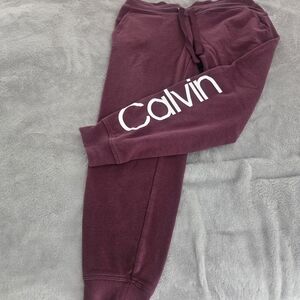 Calvin Klein Womens Burgundy Jogger Pants